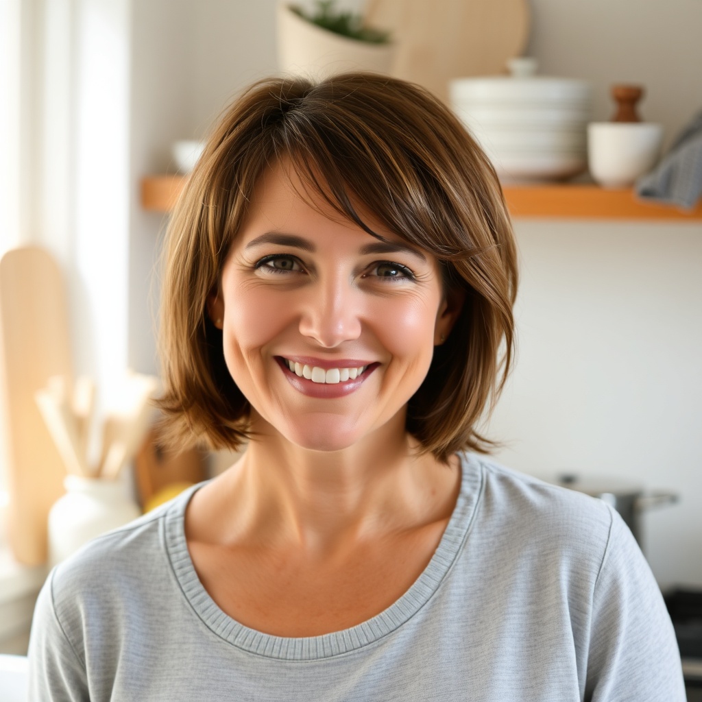 Portrait of Sophie Martin in a kitchen
