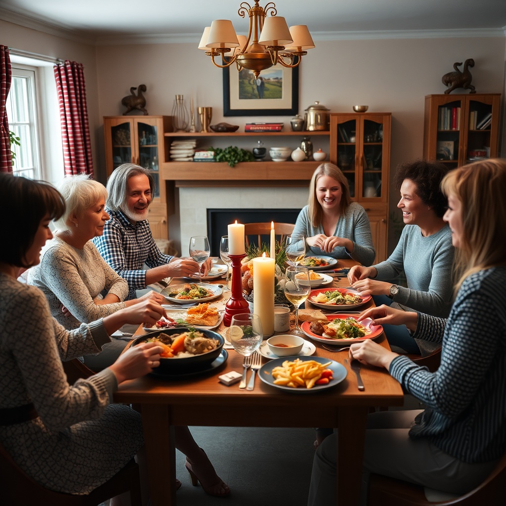 People sharing a meal around a table
