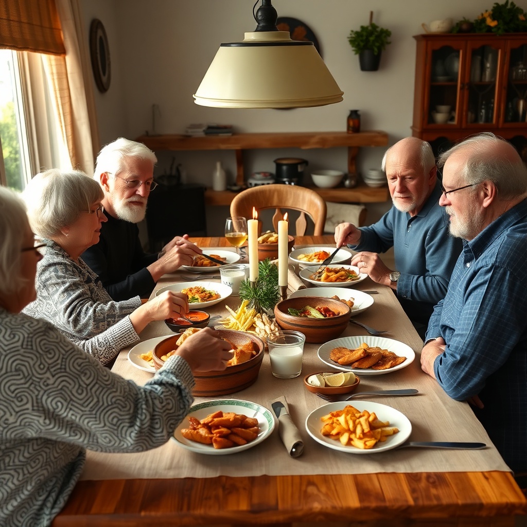 Family sharing a home-cooked meal