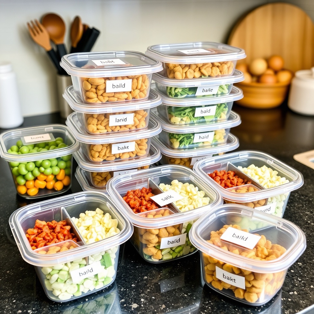 Meal prep containers with portioned meals